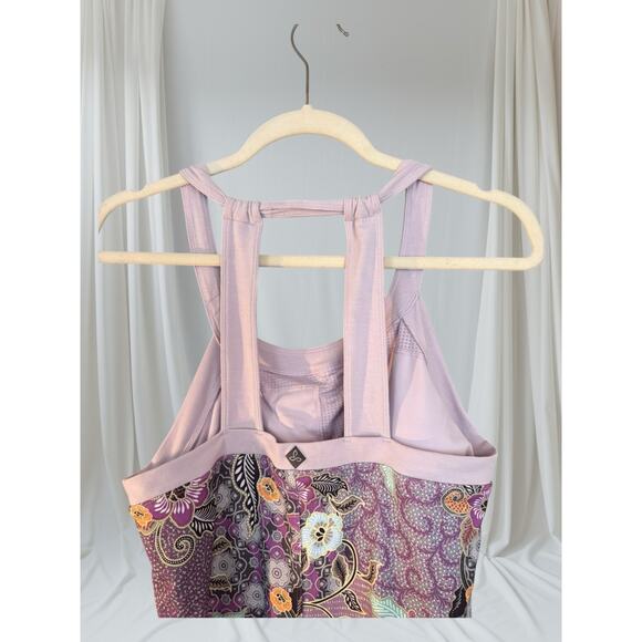 Prana Athletic Dress Built in Bra L Light Purple Floral Stretchy Fitted Sporty - Picture 6 of 9